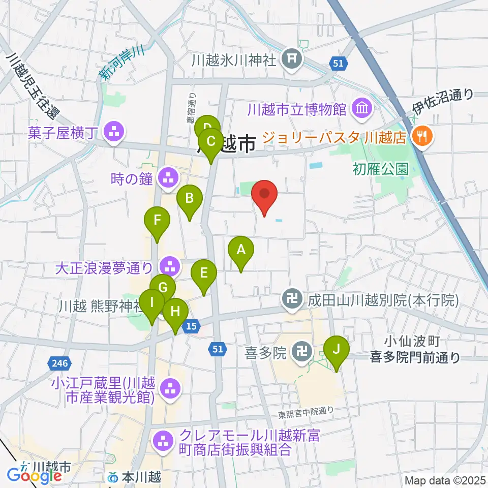 川越市やまぶき会館周辺のホテル一覧地図