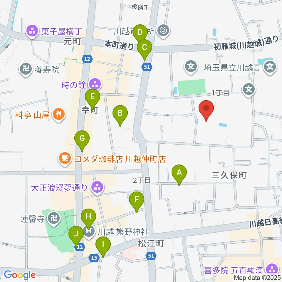 川越市やまぶき会館周辺のホテル一覧地図