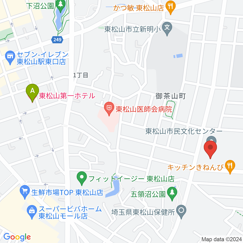 東松山市民文化センター周辺のホテル一覧地図