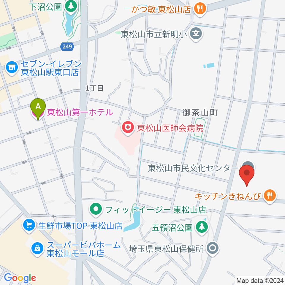 東松山市民文化センター周辺のホテル一覧地図