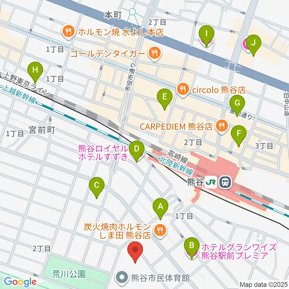 熊谷市立文化センター文化会館周辺のホテル一覧地図