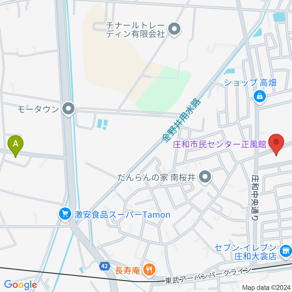 庄和地区公民館周辺のホテル一覧地図