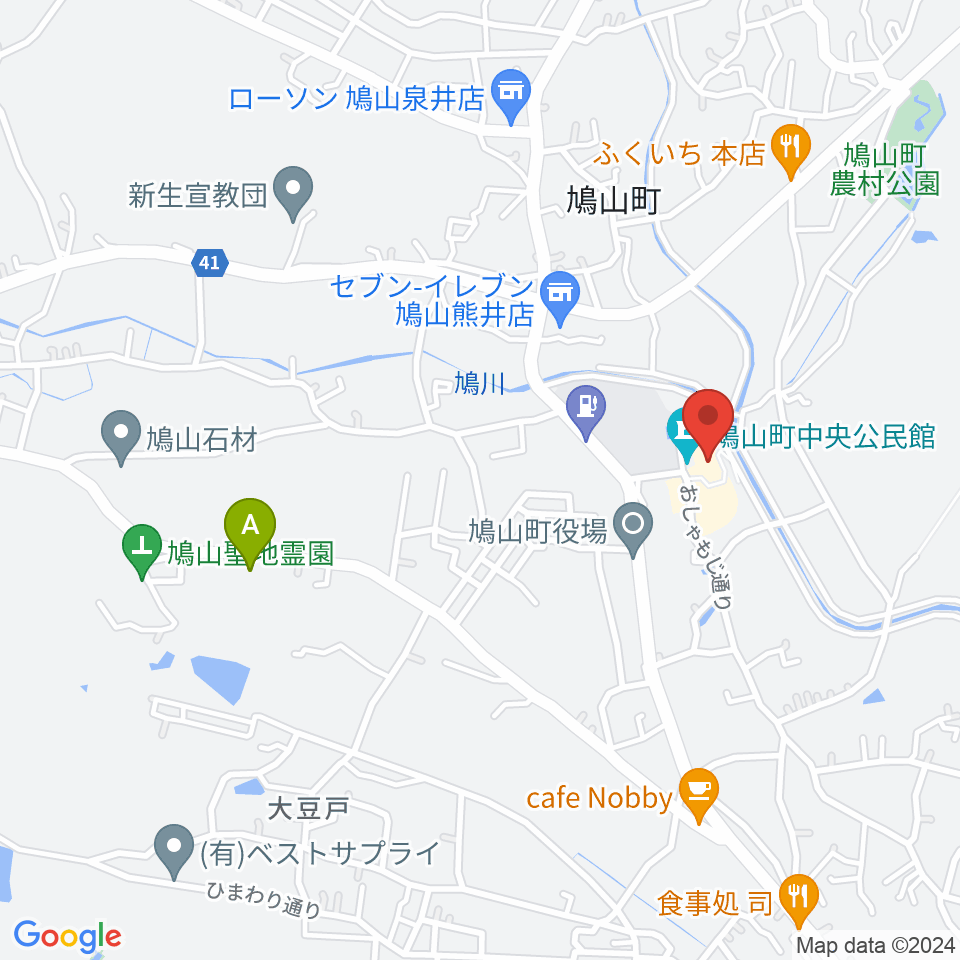 鳩山町文化会館周辺のホテル一覧地図