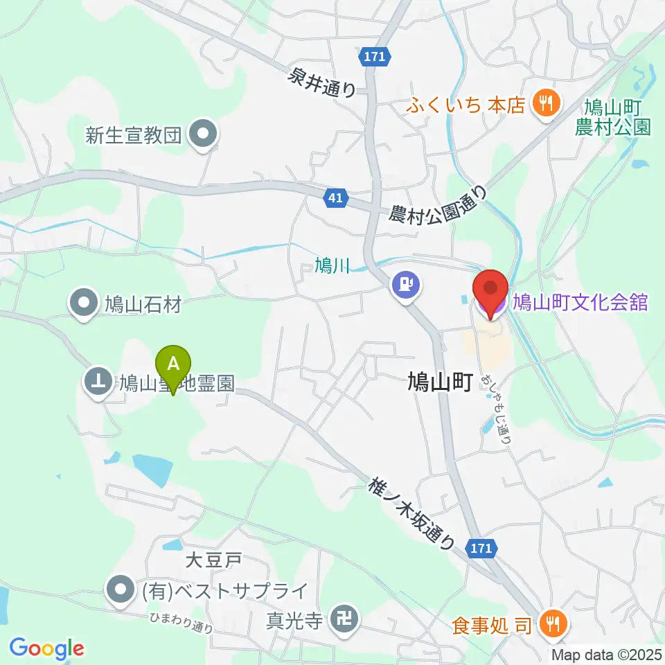 鳩山町文化会館周辺のホテル一覧地図