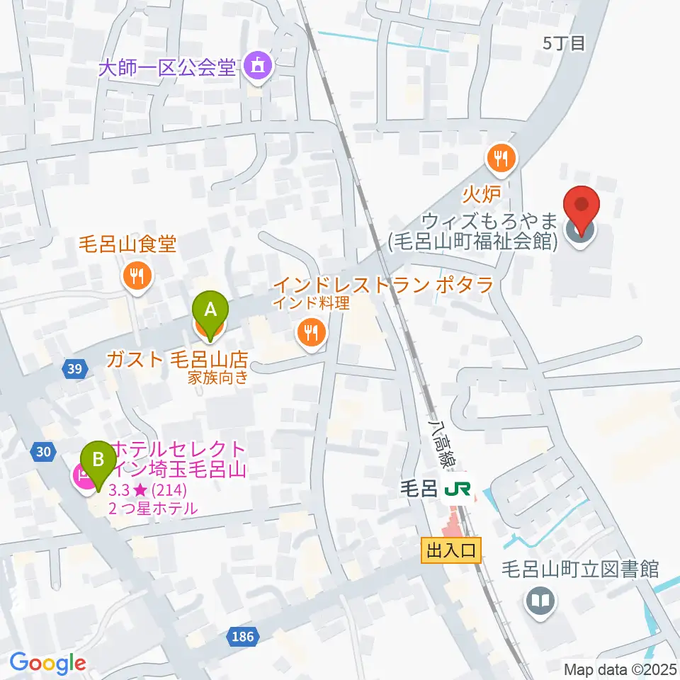 ウィズもろやま(毛呂山町福祉会館)周辺のホテル一覧地図