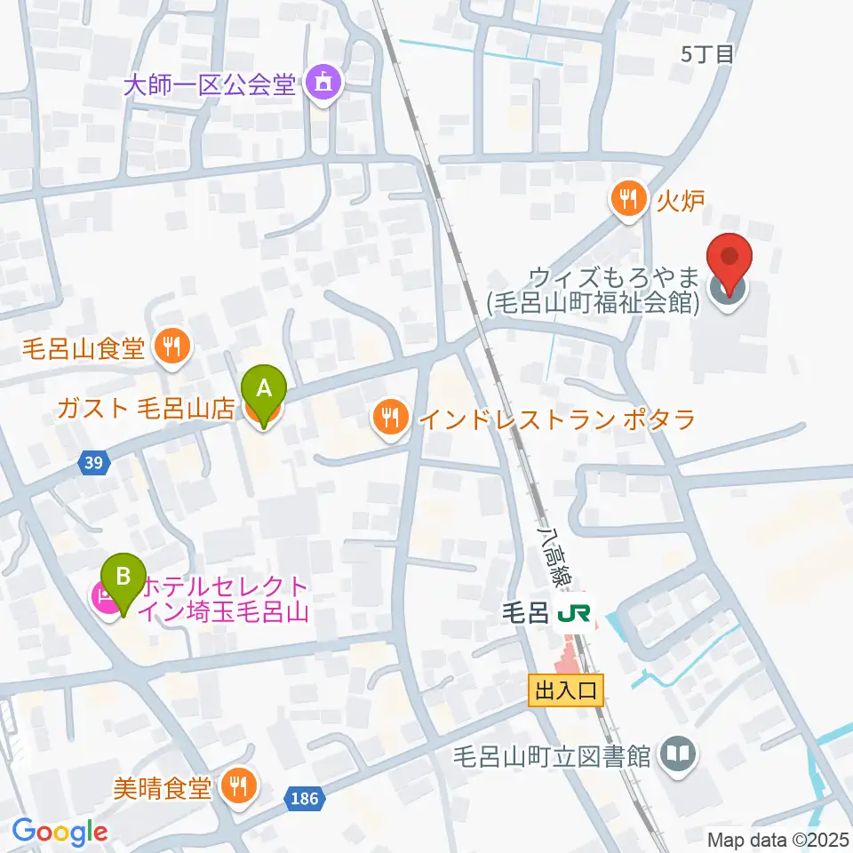ウィズもろやま(毛呂山町福祉会館)周辺のホテル一覧地図
