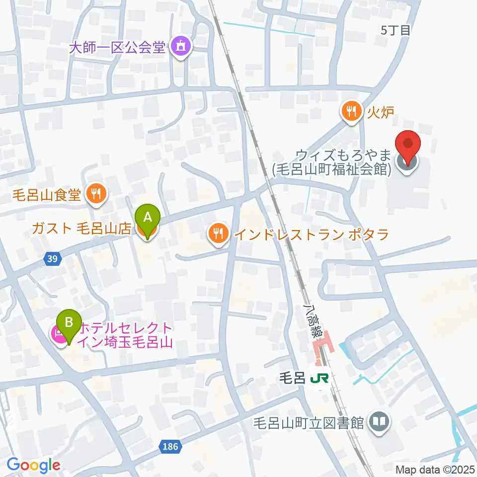 ウィズもろやま（毛呂山町福祉会館）周辺のホテル一覧地図