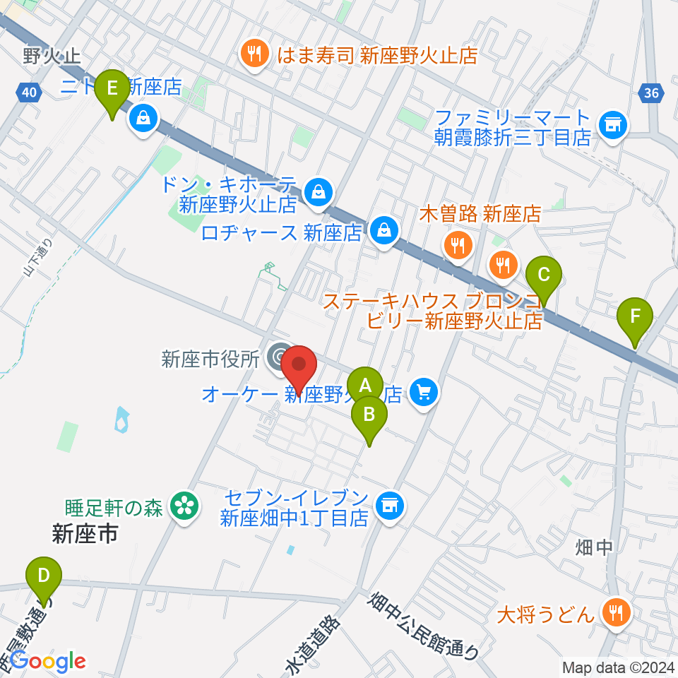 新座市民会館周辺のホテル一覧地図