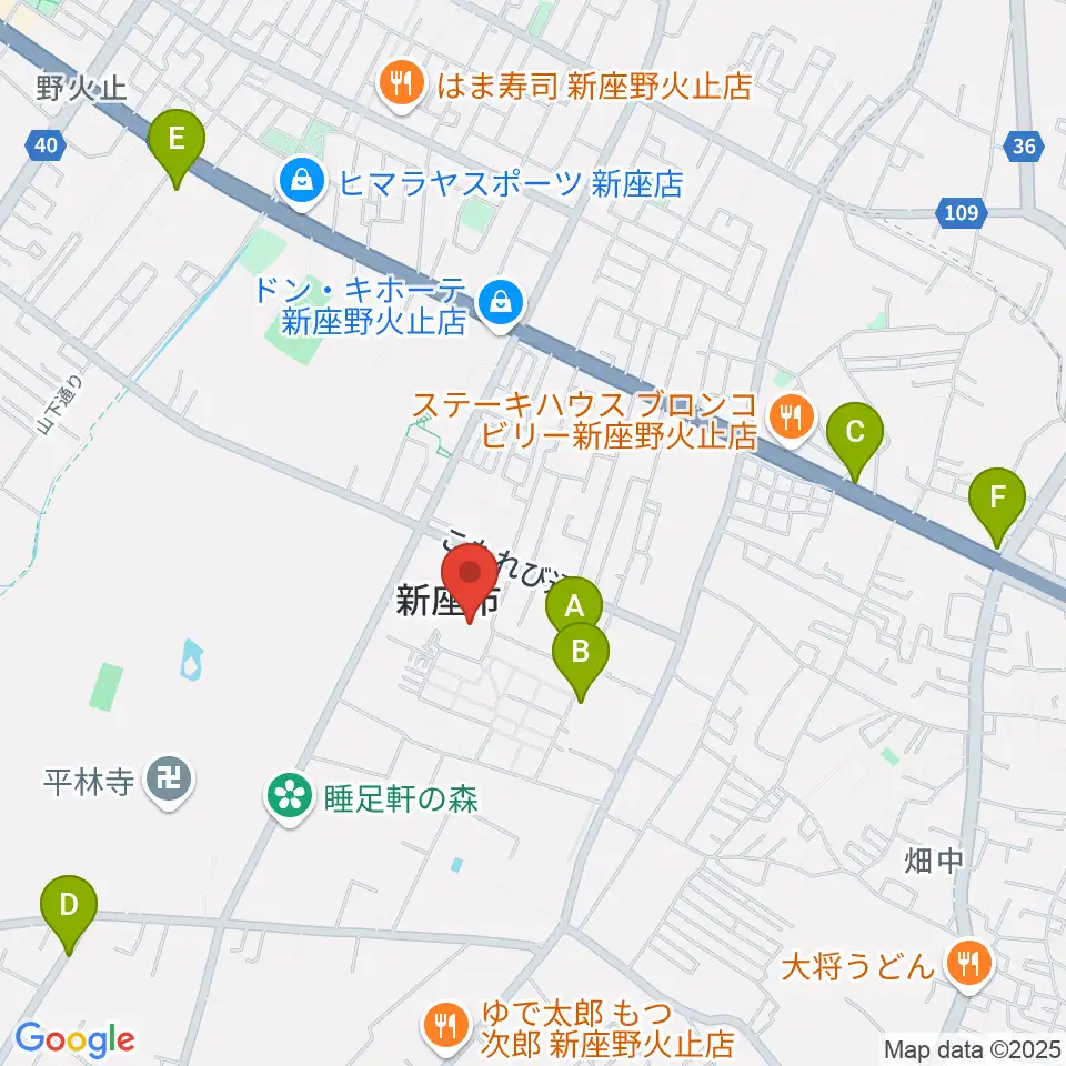 新座市民会館周辺のホテル一覧地図