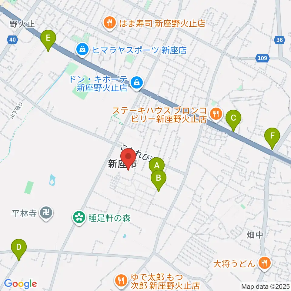 新座市民会館周辺のホテル一覧地図