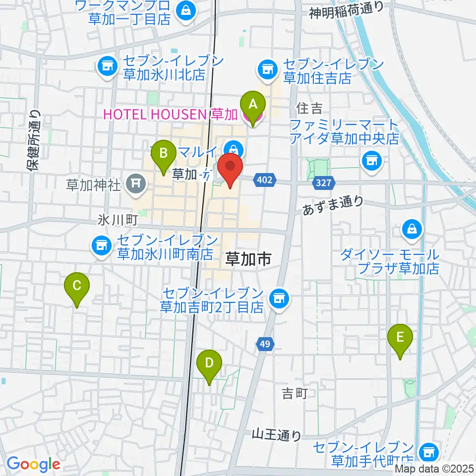 草加アコスホール周辺のホテル一覧地図