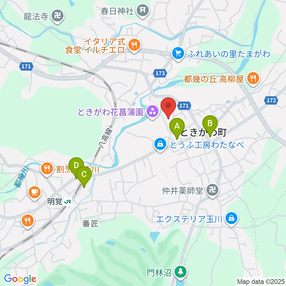 ときがわ町文化センター アスピアたまがわ周辺のホテル一覧地図