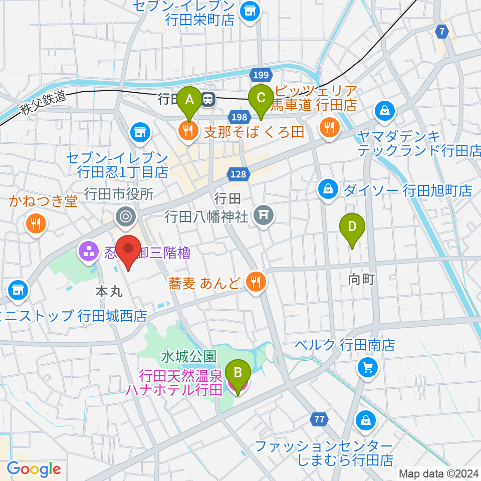 行田市産業文化会館 ベル・プラス周辺のホテル一覧地図