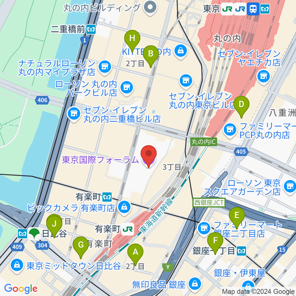 東京国際フォーラム周辺のホテル一覧地図