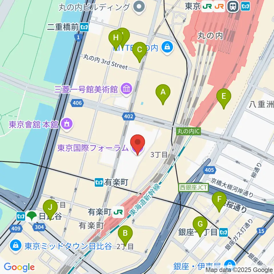 東京国際フォーラム周辺のホテル一覧地図