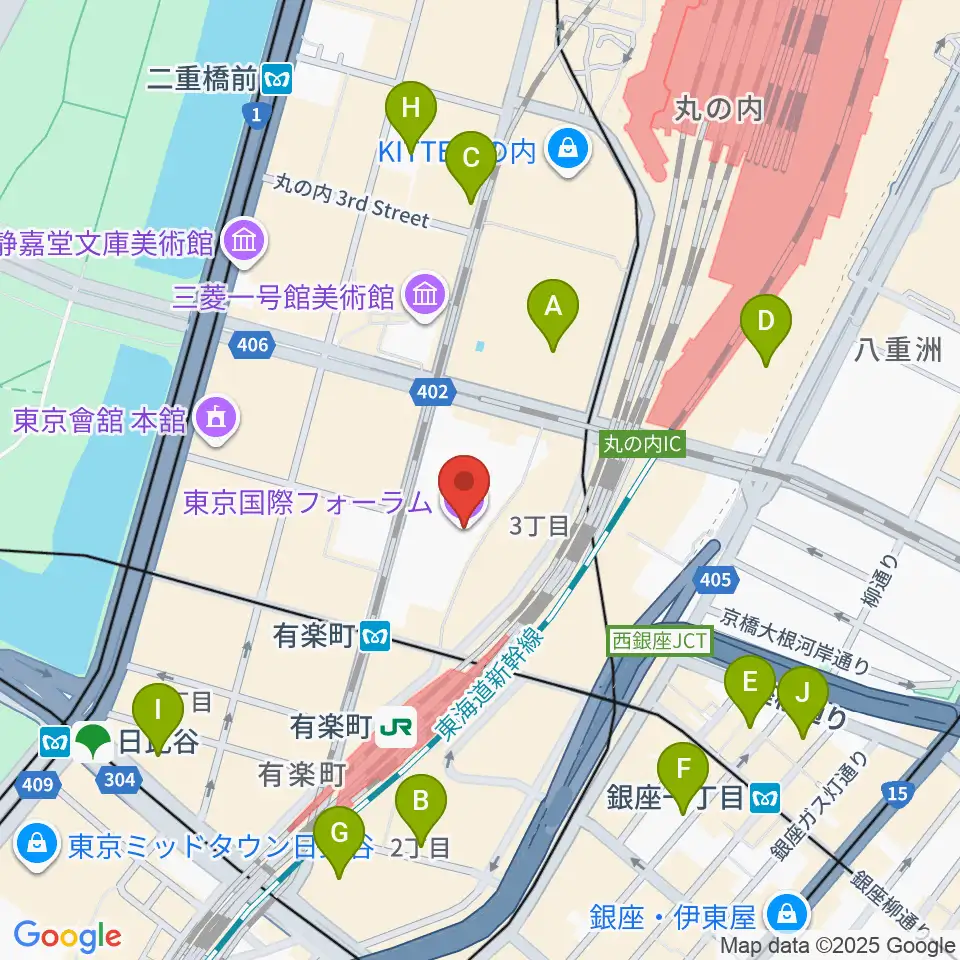 東京国際フォーラム周辺のホテル一覧地図