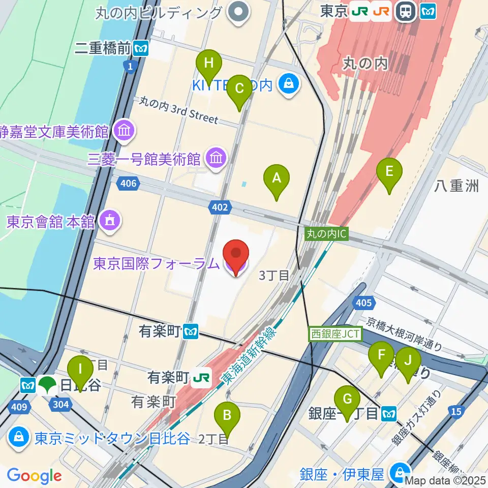 東京国際フォーラム周辺のホテル一覧地図