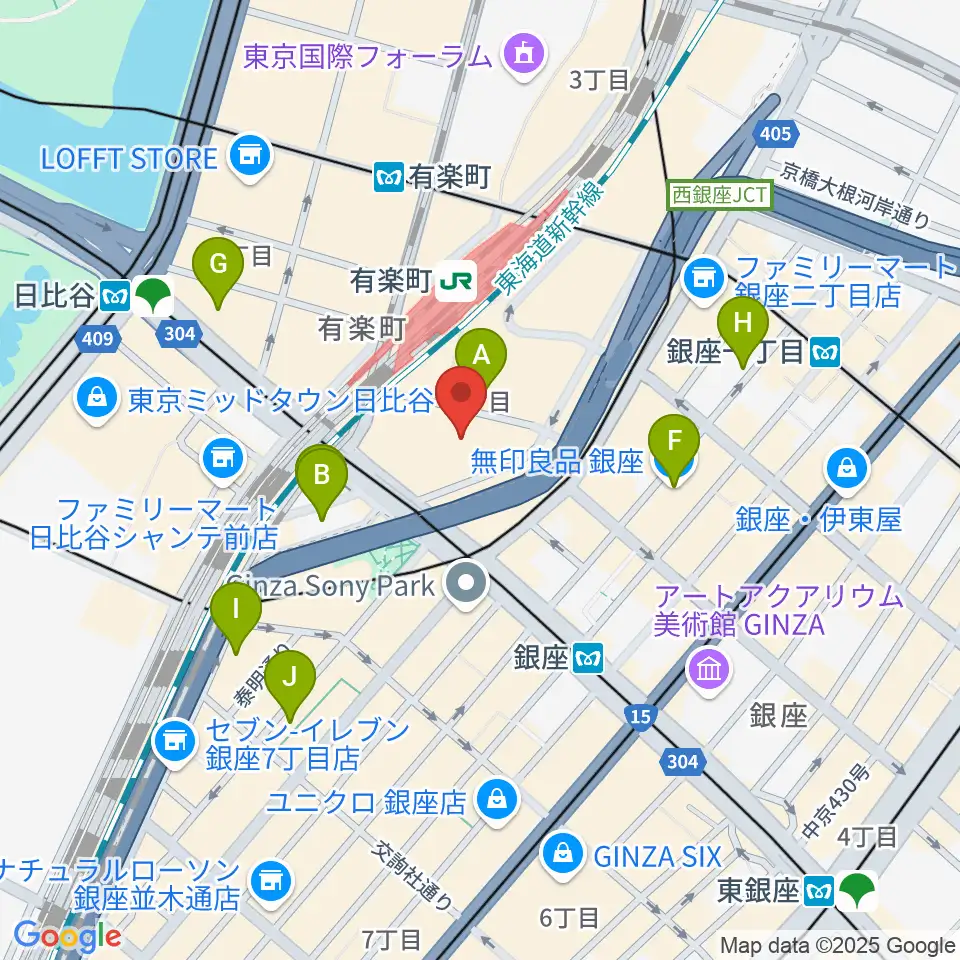 有楽町朝日ホール周辺のホテル一覧地図