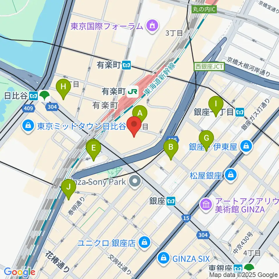 有楽町朝日ホール周辺のホテル一覧地図