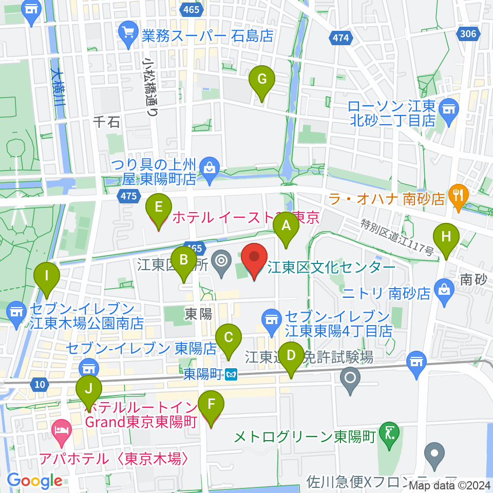 江東区文化センター周辺のホテル一覧地図