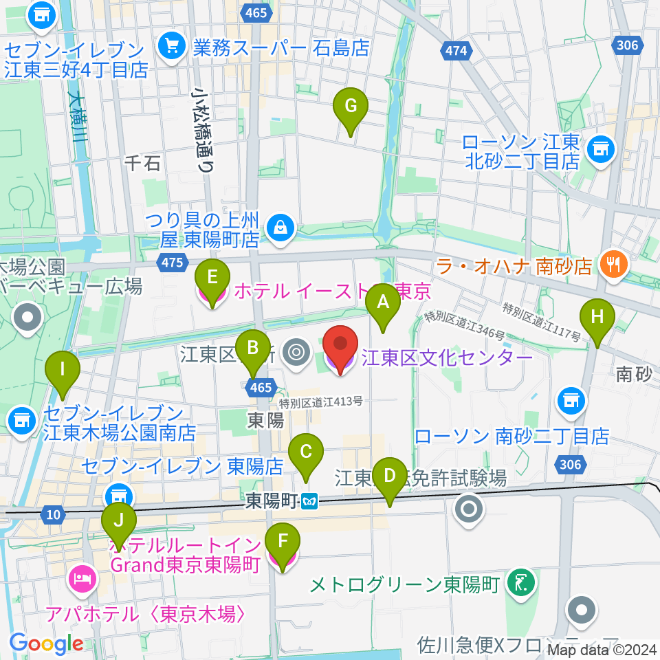 江東区文化センター周辺のホテル一覧地図