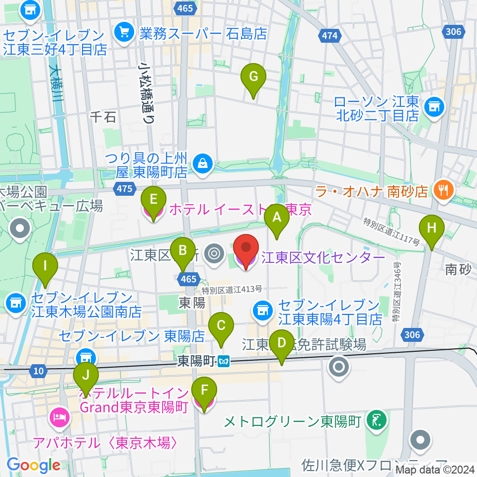 江東区文化センター周辺のホテル一覧地図