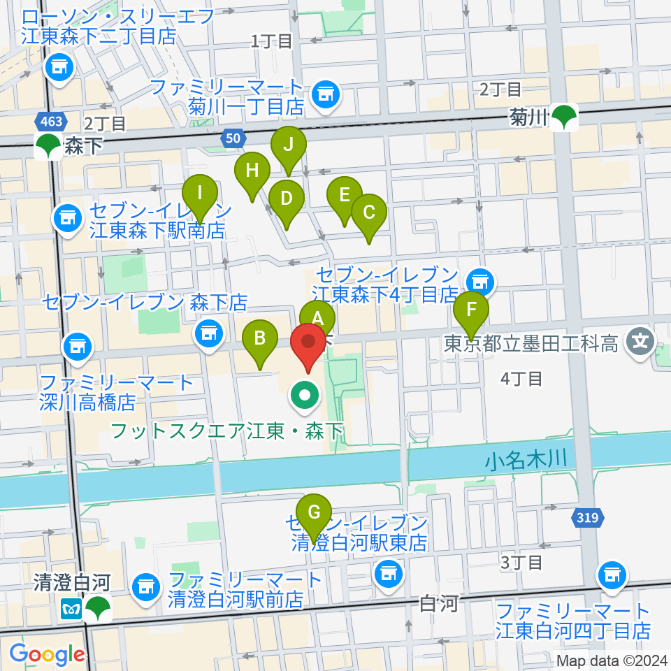 森下文化センター周辺のホテル一覧地図