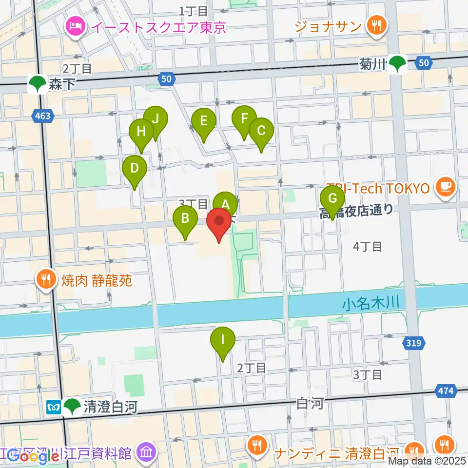 森下文化センター周辺のホテル一覧地図