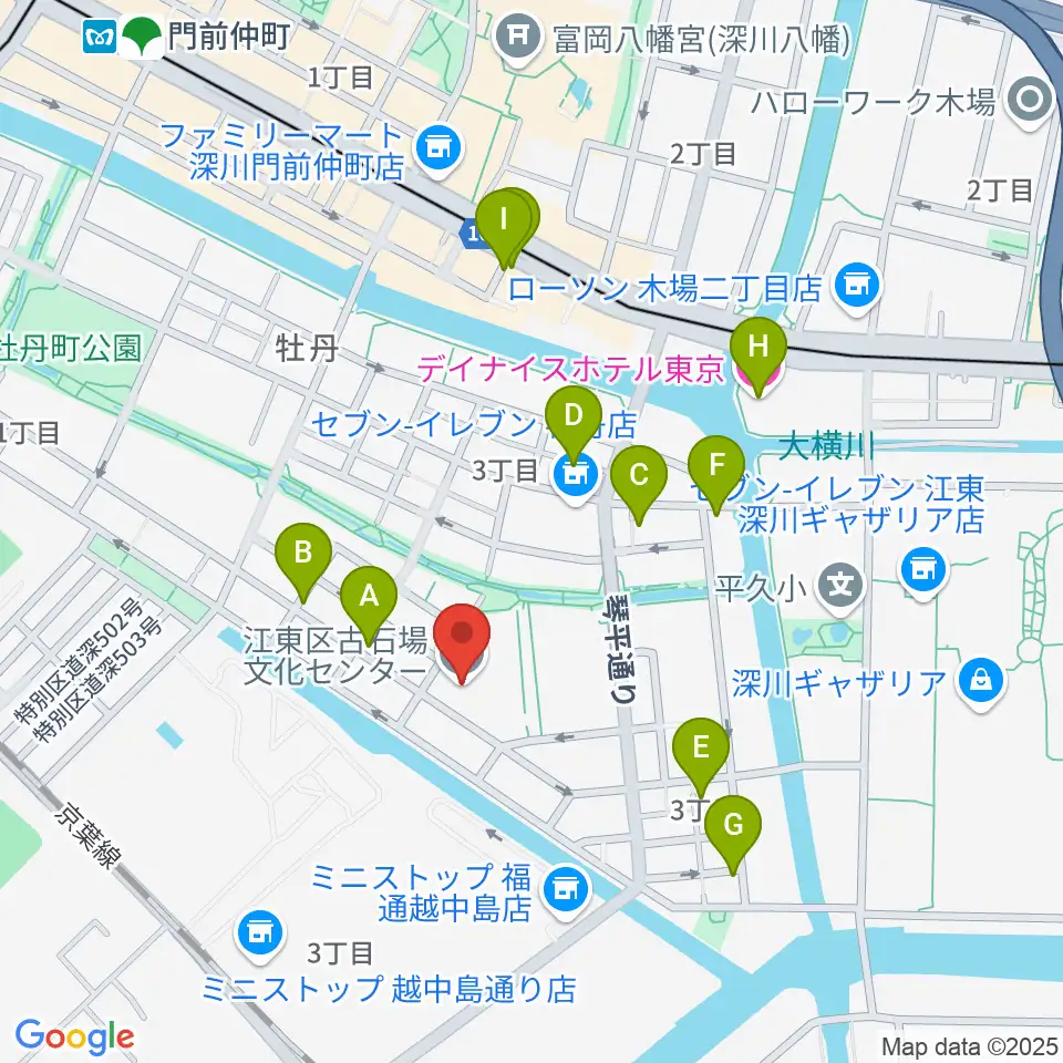 古石場文化センター周辺のホテル一覧地図