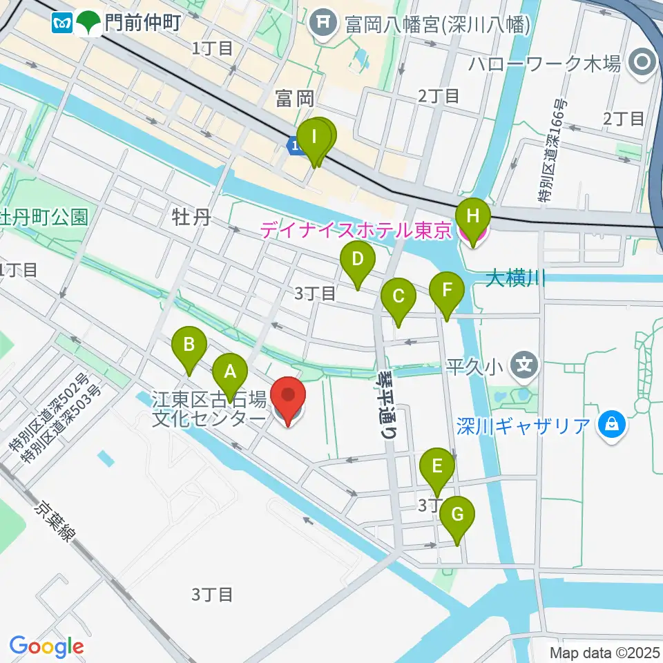 古石場文化センター周辺のホテル一覧地図