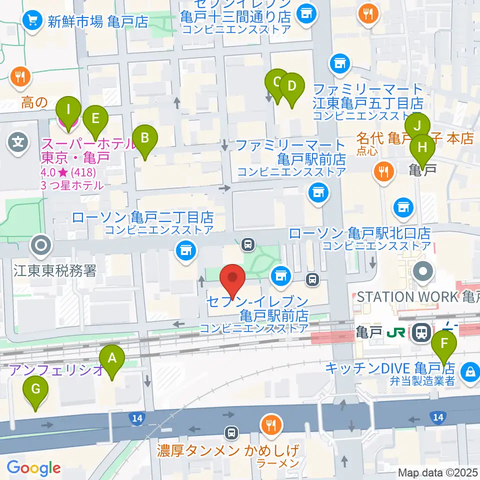 江東区亀戸文化センター周辺のホテル一覧地図