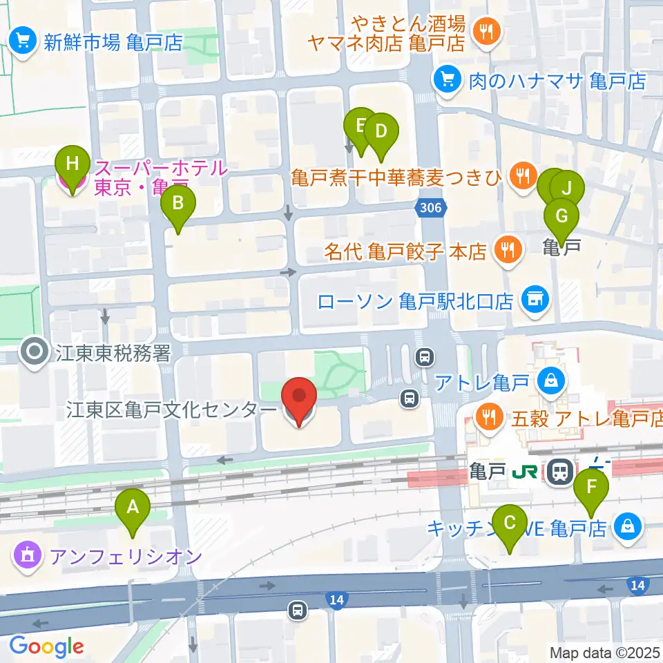 江東区亀戸文化センター周辺のホテル一覧地図