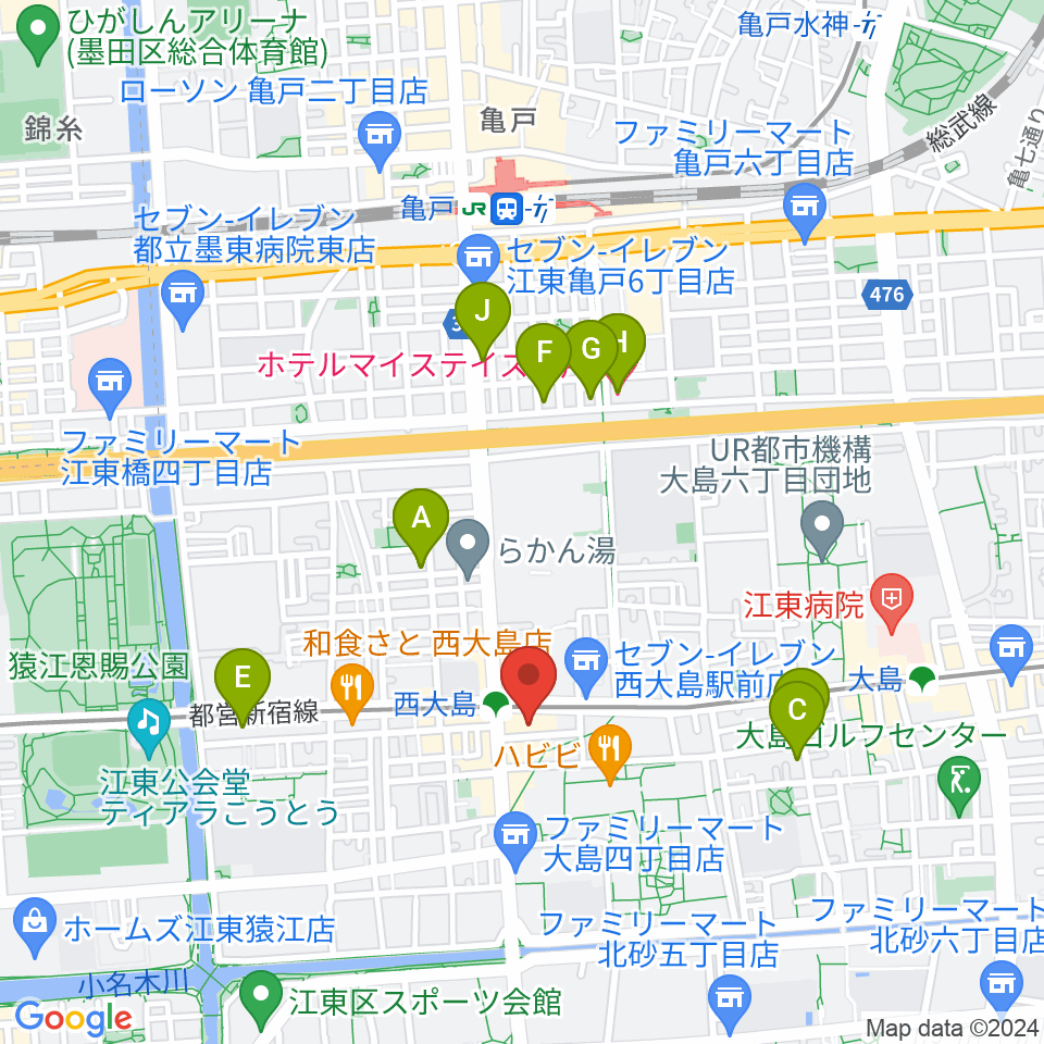 江東区総合区民センター周辺のホテル一覧地図