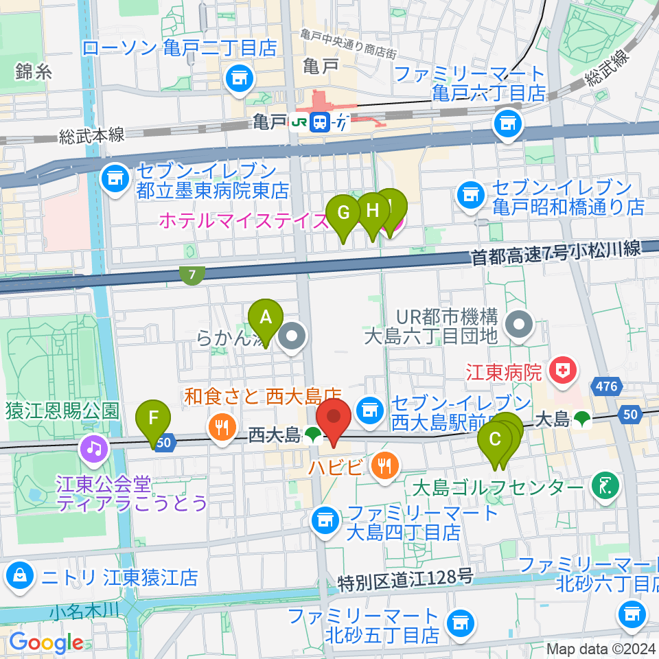 江東区総合区民センター周辺のホテル一覧地図