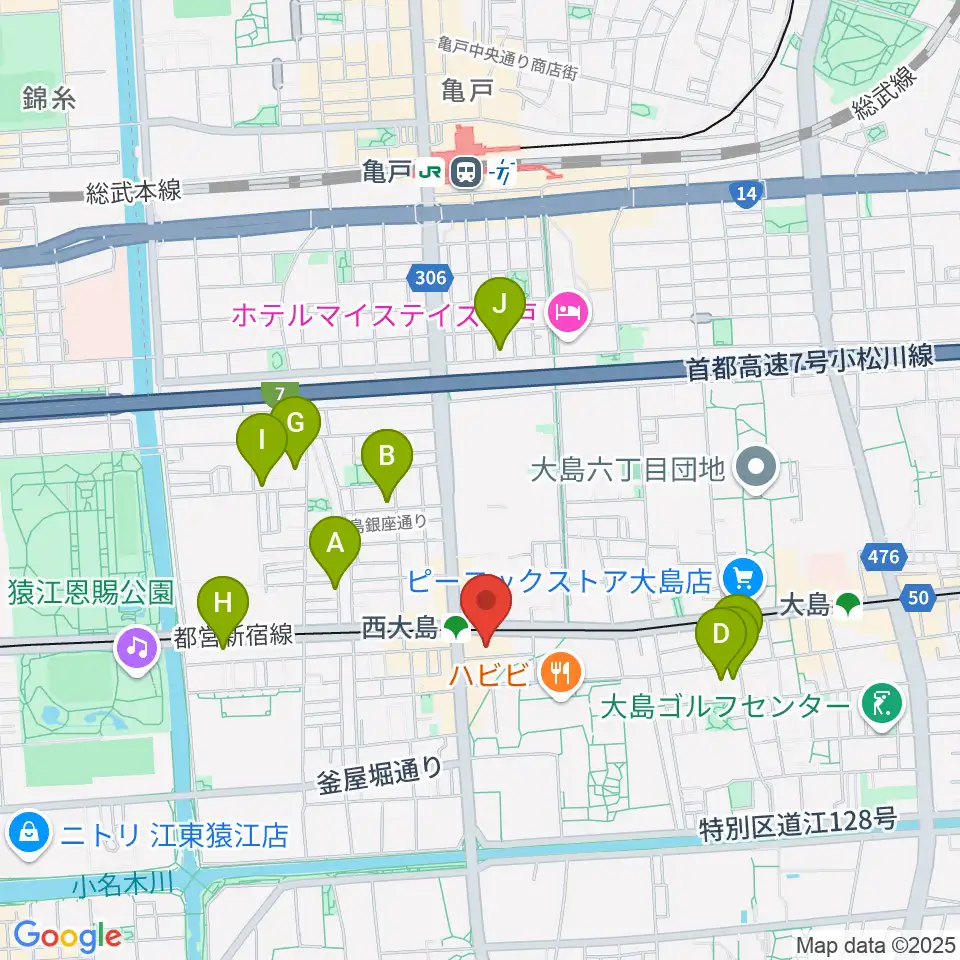 江東区総合区民センター周辺のホテル一覧地図