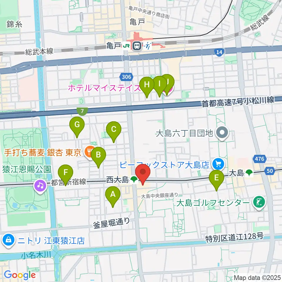 江東区総合区民センター周辺のホテル一覧地図