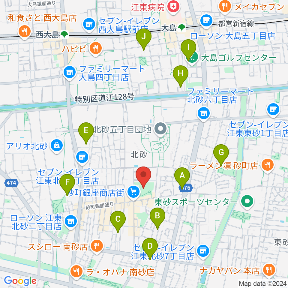 砂町文化センター周辺のホテル一覧地図