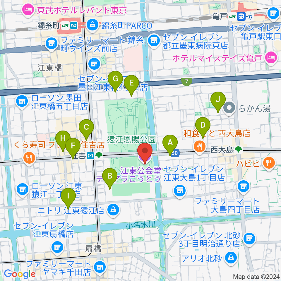 ティアラこうとう周辺のホテル一覧地図