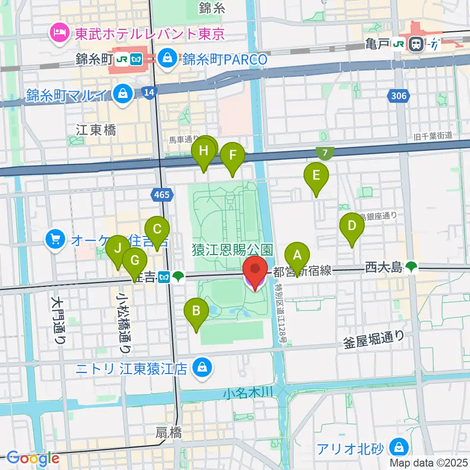 ティアラこうとう周辺のホテル一覧地図