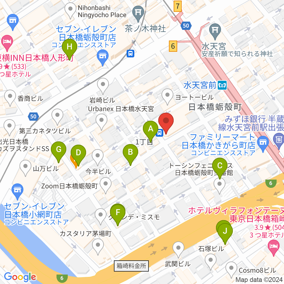 日本橋公会堂周辺のホテル一覧地図