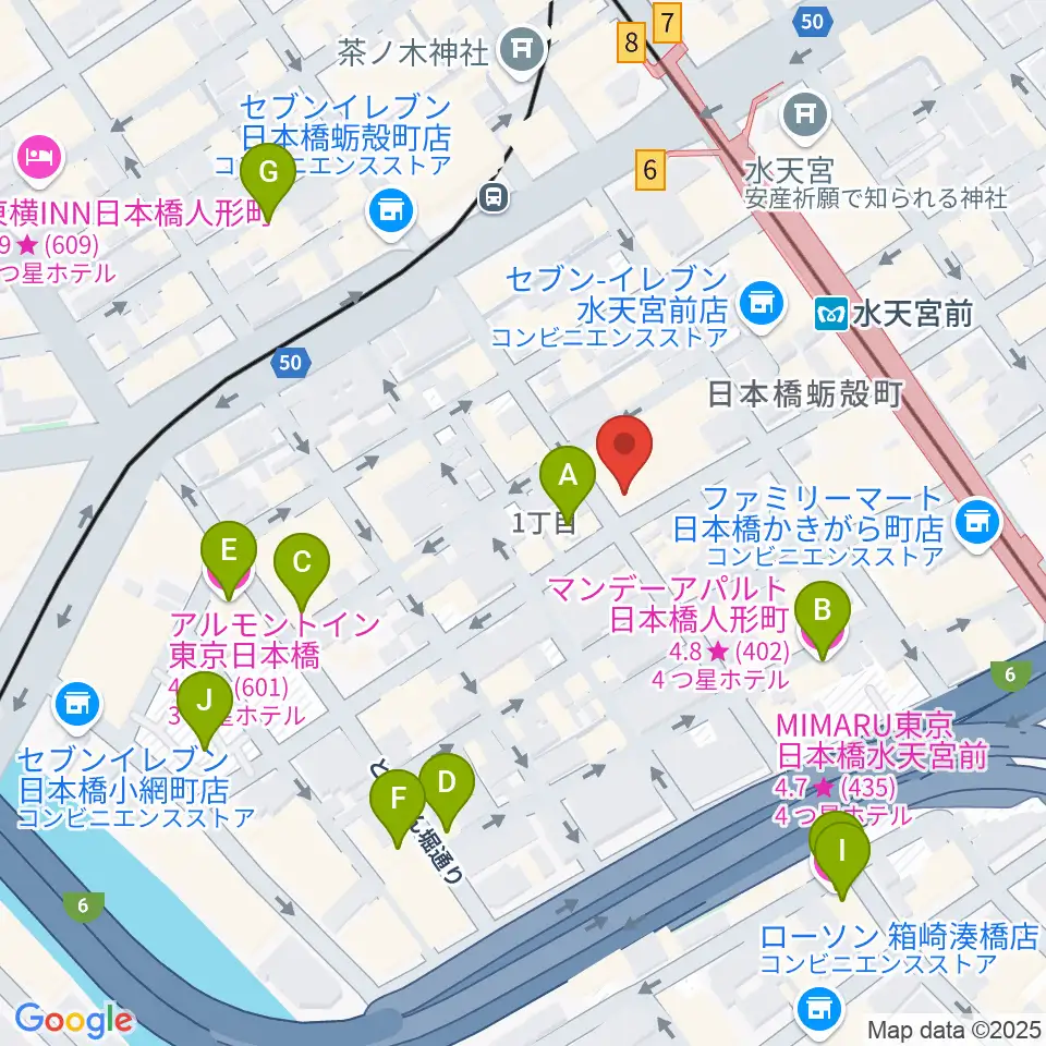 日本橋公会堂周辺のホテル一覧地図