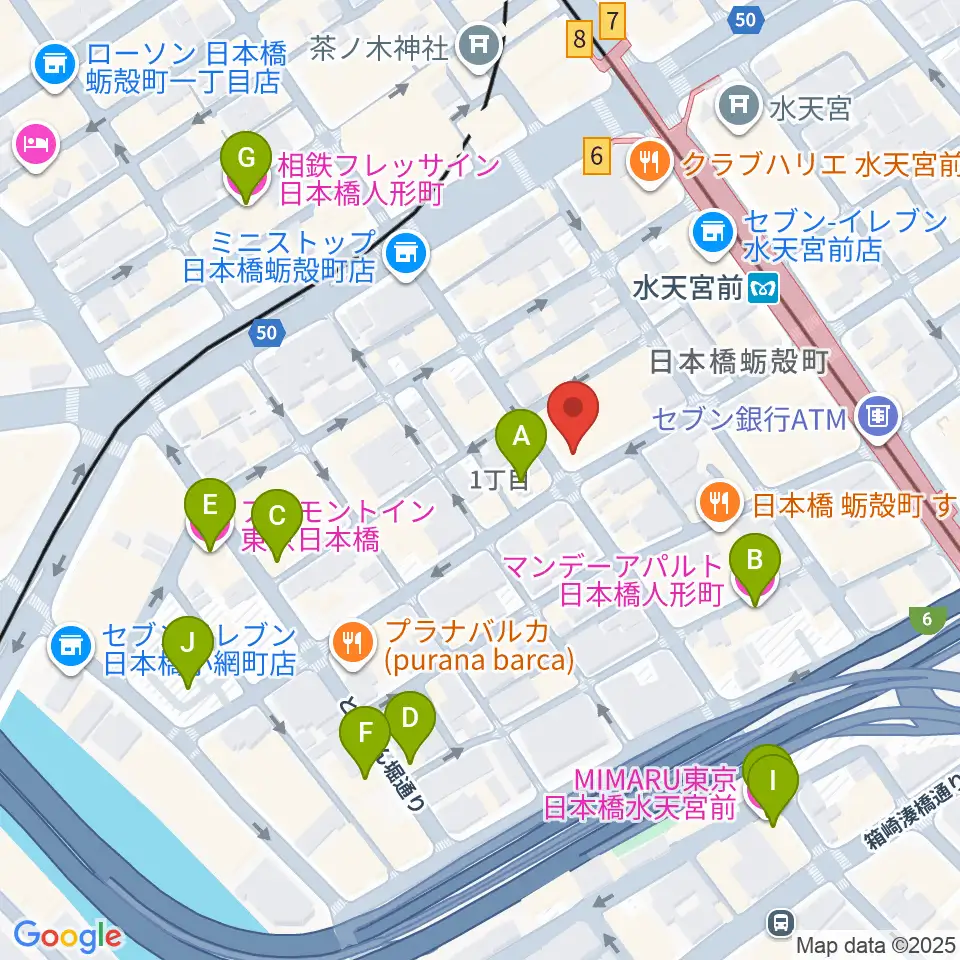 日本橋公会堂周辺のホテル一覧地図