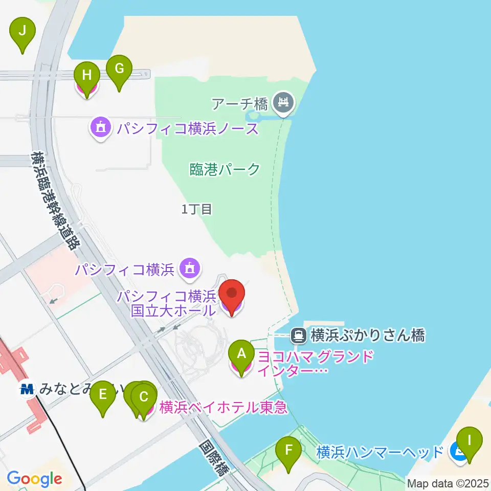 パシフィコ横浜 国立大ホール周辺のホテル一覧地図