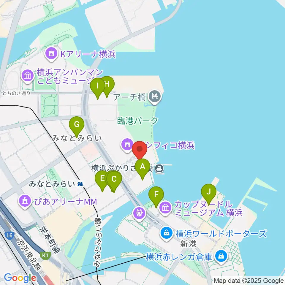 パシフィコ横浜 国立大ホール周辺のホテル一覧地図