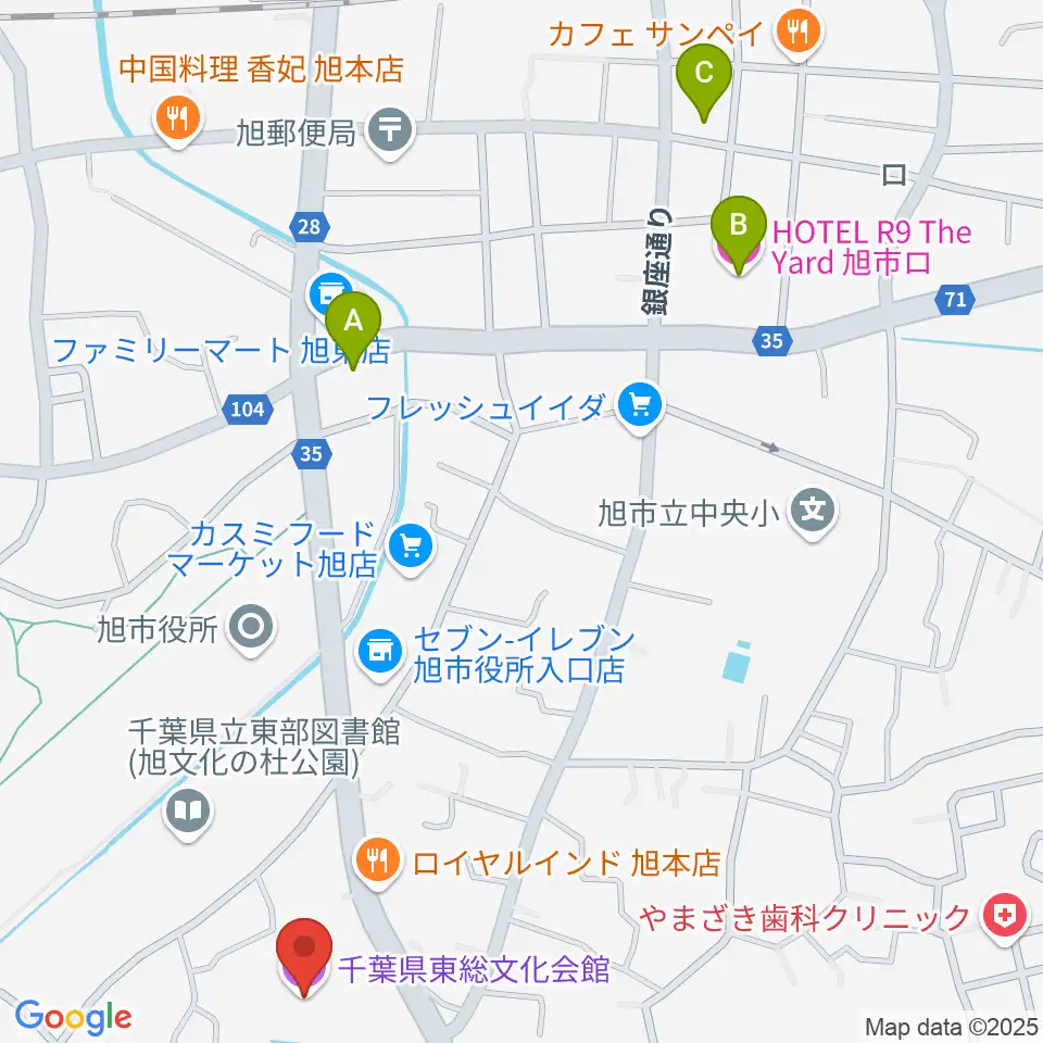 千葉県東総文化会館周辺のホテル一覧地図