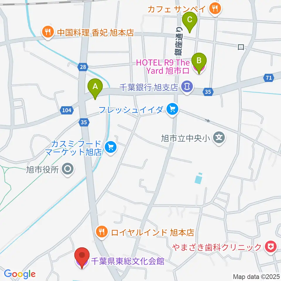 千葉県東総文化会館周辺のホテル一覧地図