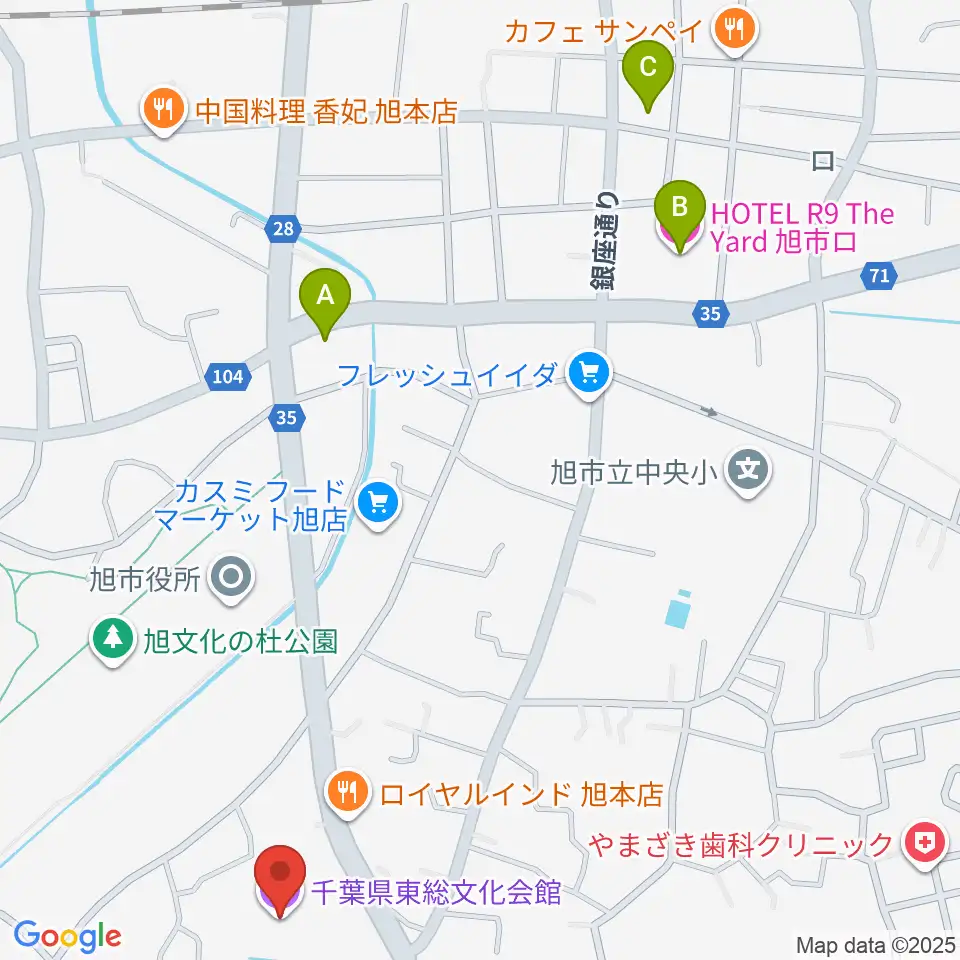 千葉県東総文化会館周辺のホテル一覧地図