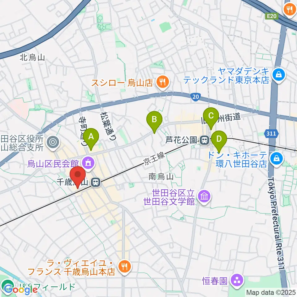 J’Z STUDIO 千歳烏山店周辺のホテル一覧地図