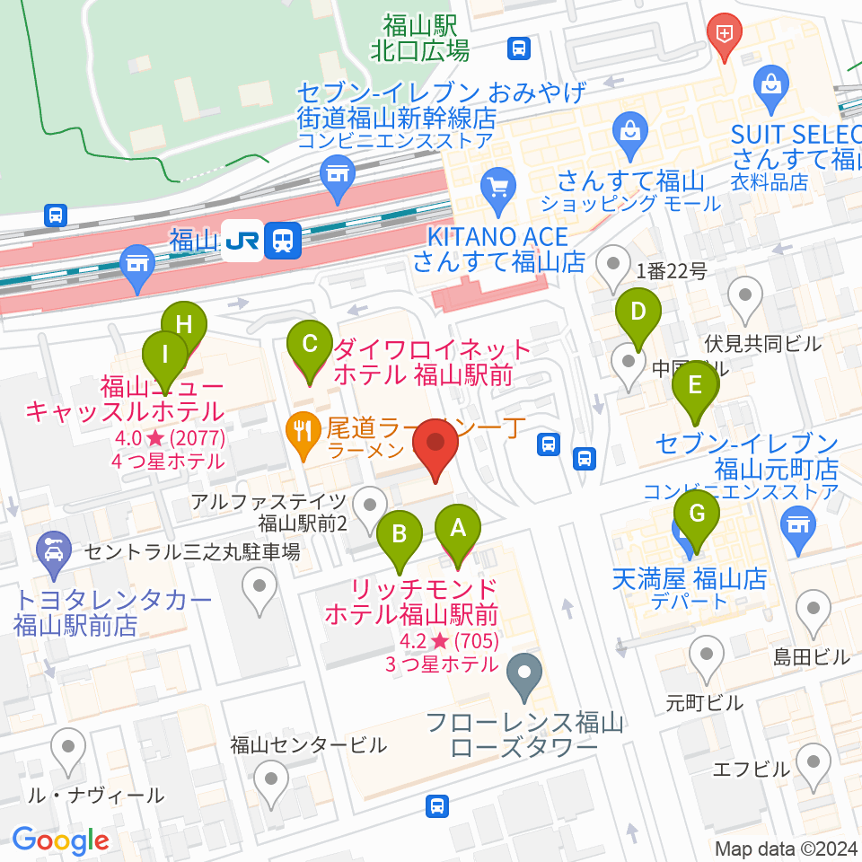 福山Cable周辺のホテル一覧地図
