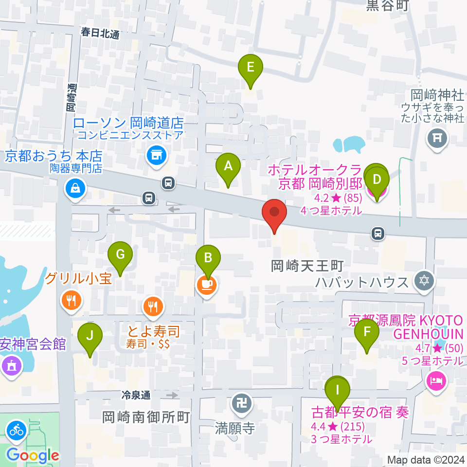 京都岡崎ナムホール周辺のホテル一覧地図